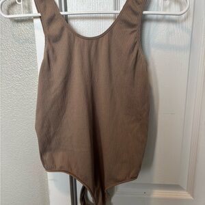 SKIMS Taupe Ribbed Bodysuit